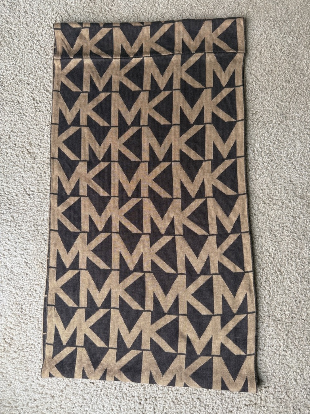 Michael Kors Brown & Tan MK Logo Jacquard infinity Scarf